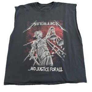 Metallica And Justice For All Cut Off Sleeveless Band T Shirt XXL Black